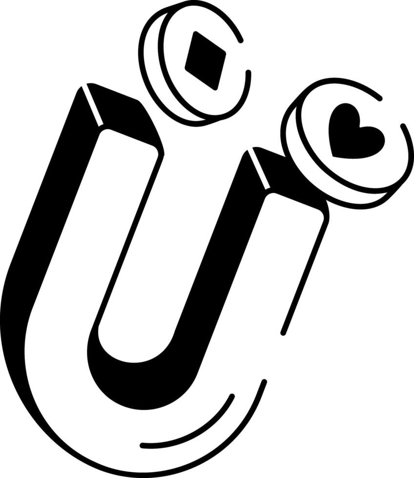 A hand drawn style icon of magnet vector