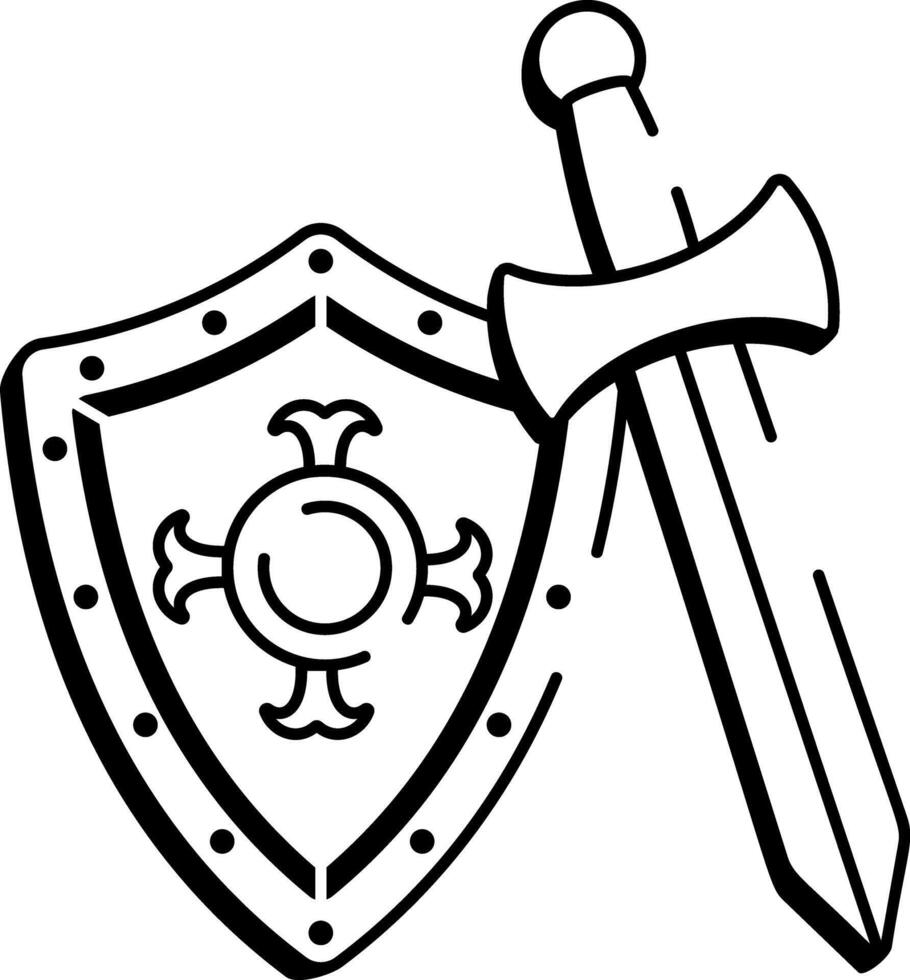 A sketchy style icon of a battle shield vector