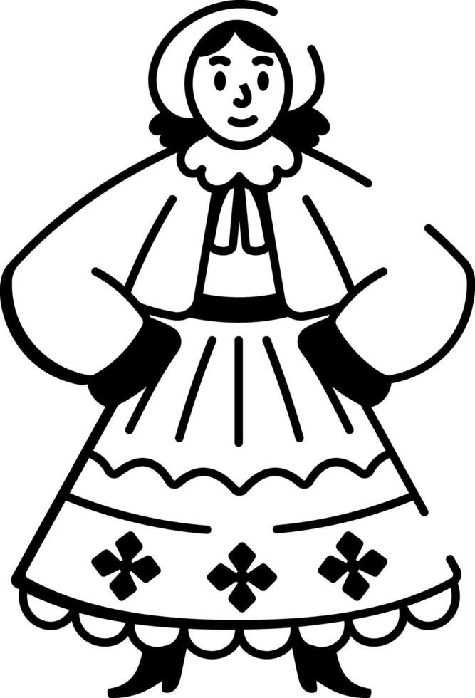 Doodle style icon showing a character wearing a folk costume vector
