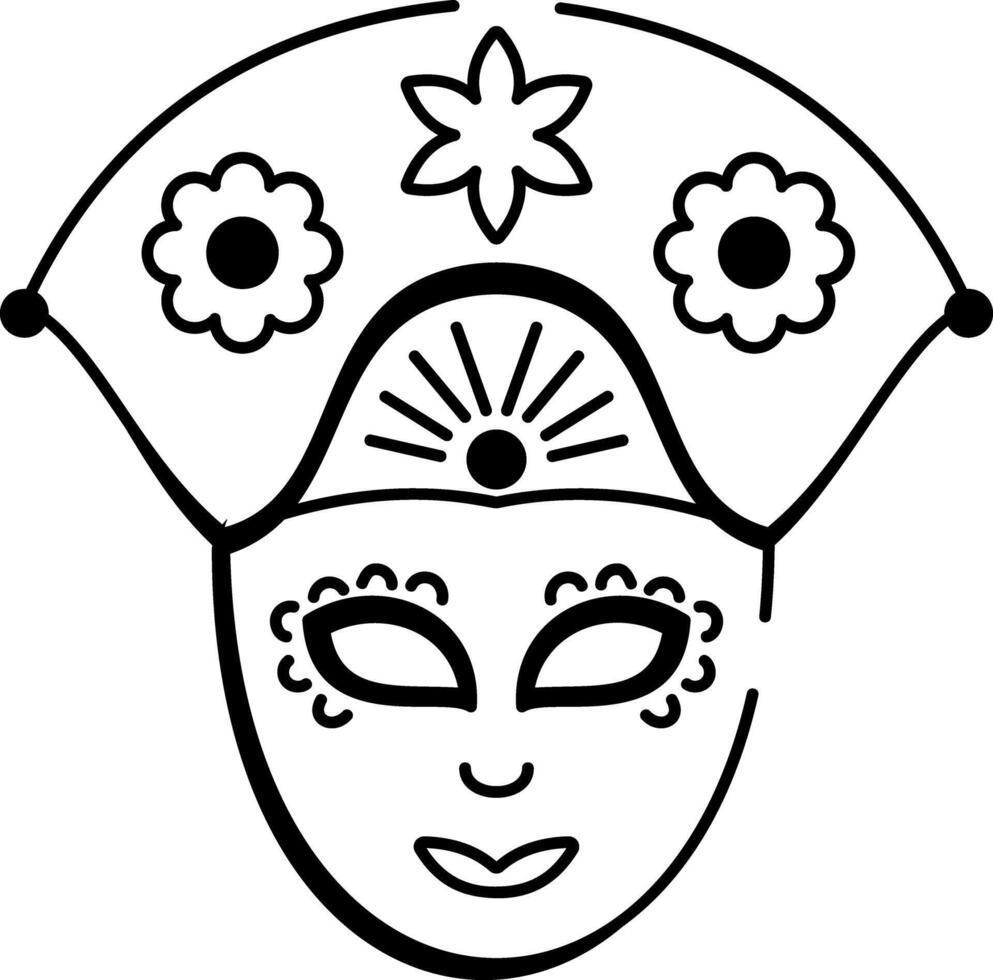 A doodle style icon of a traditional folk mask vector
