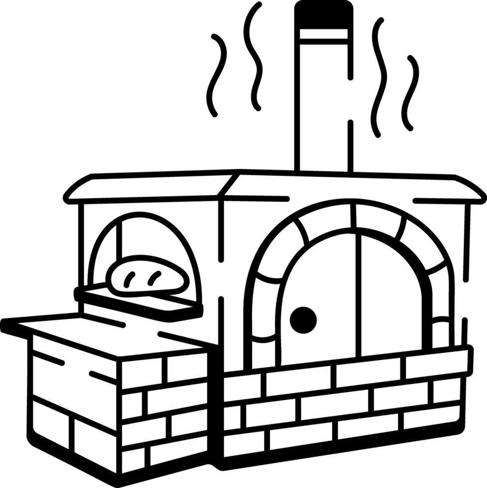 A sketchy style icon of a russian oven stove vector