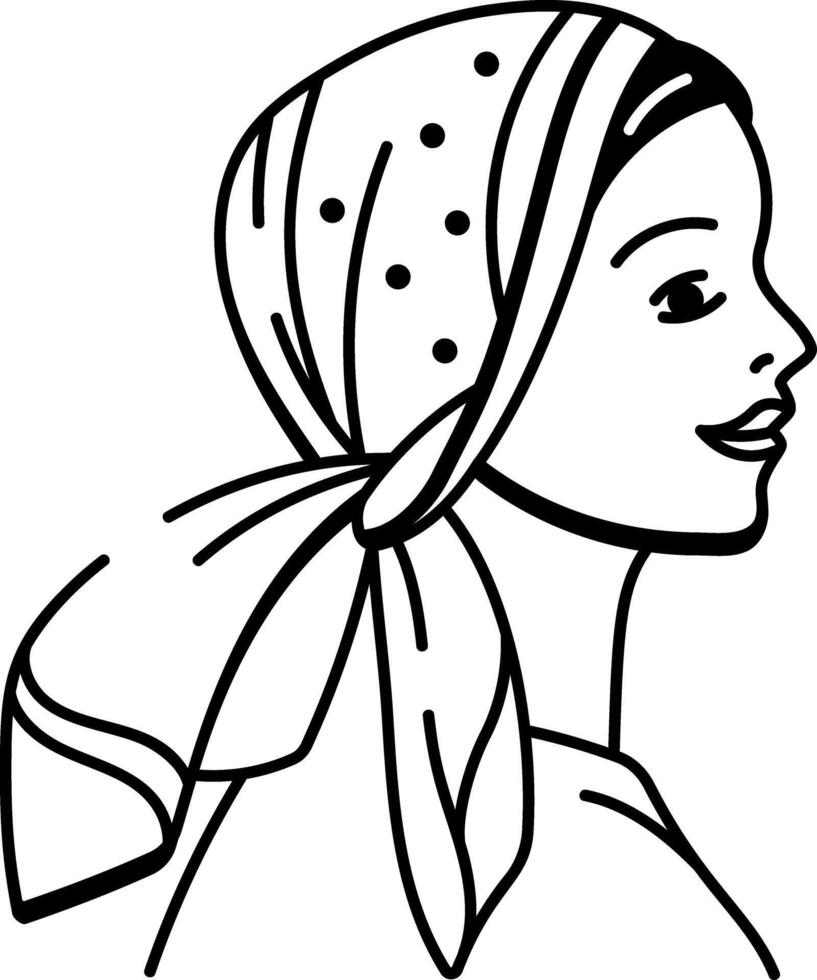 A doodle style icon of a female headscarf vector