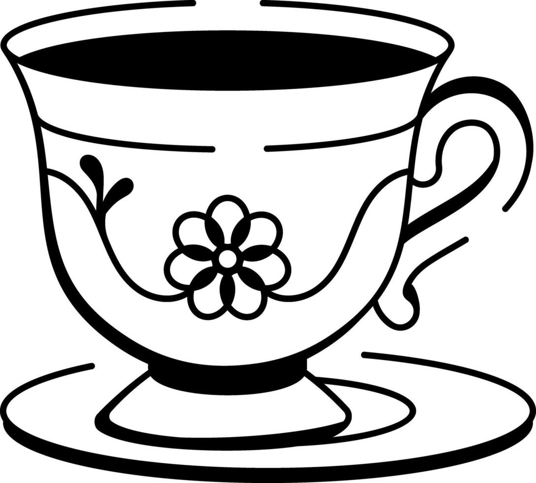 A doodle style icon showing a tea cup vector