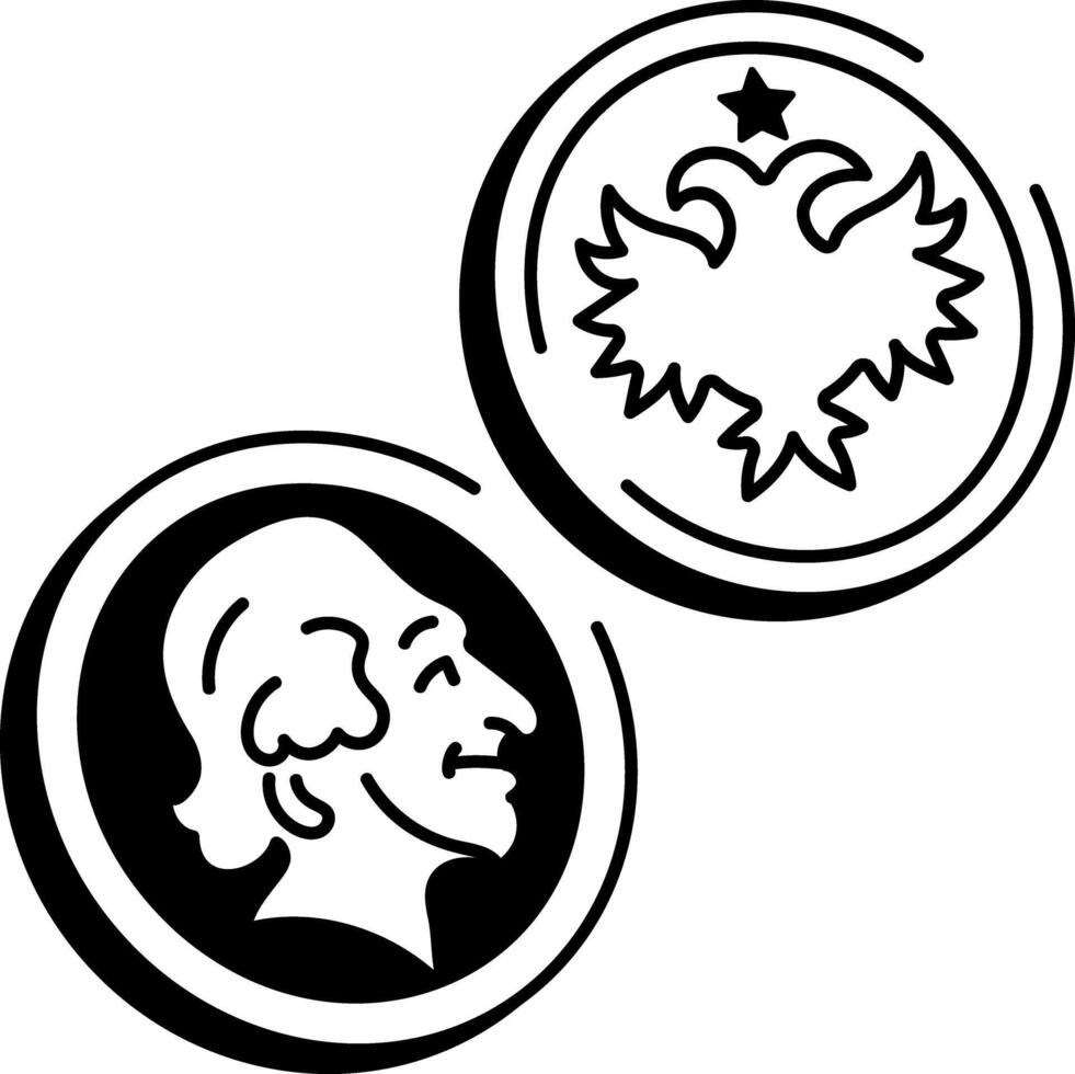A hand drawn icon showing a russian coin vector