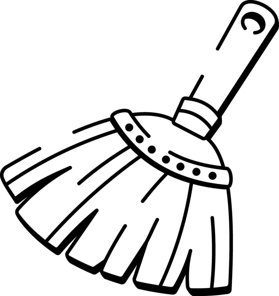 A sketchy style icon showing a birch broom stick vector