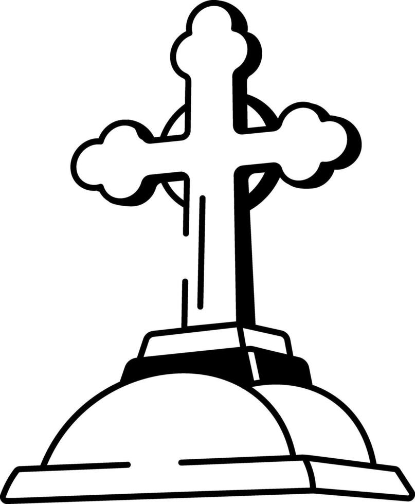 A drawing style icon of a church cross symbol vector