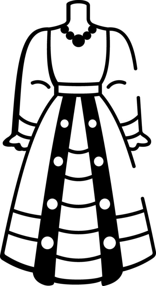 A sketchy style icon showing a russian dress outfit vector