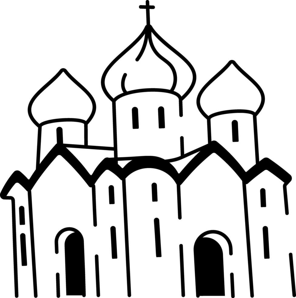 A doodle style icon of a russian church vector
