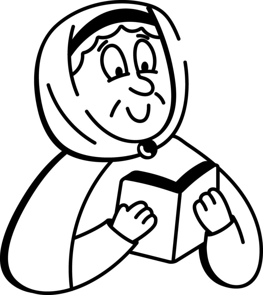 A sketchy style icon of an elder woman figure vector