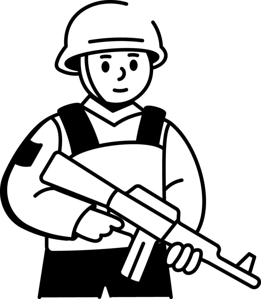 A drawing style icon showing a russian soldier vector