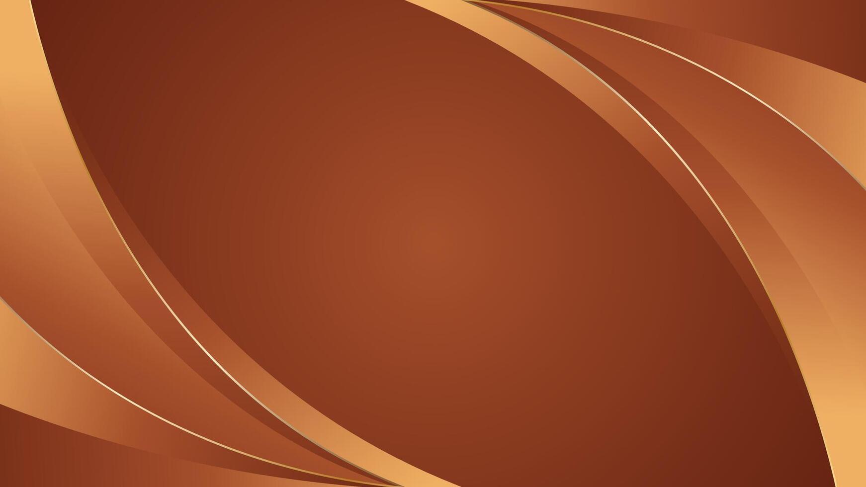 Abstract bronze luxury curve background with gold accents. Elegant wallpaper design vector