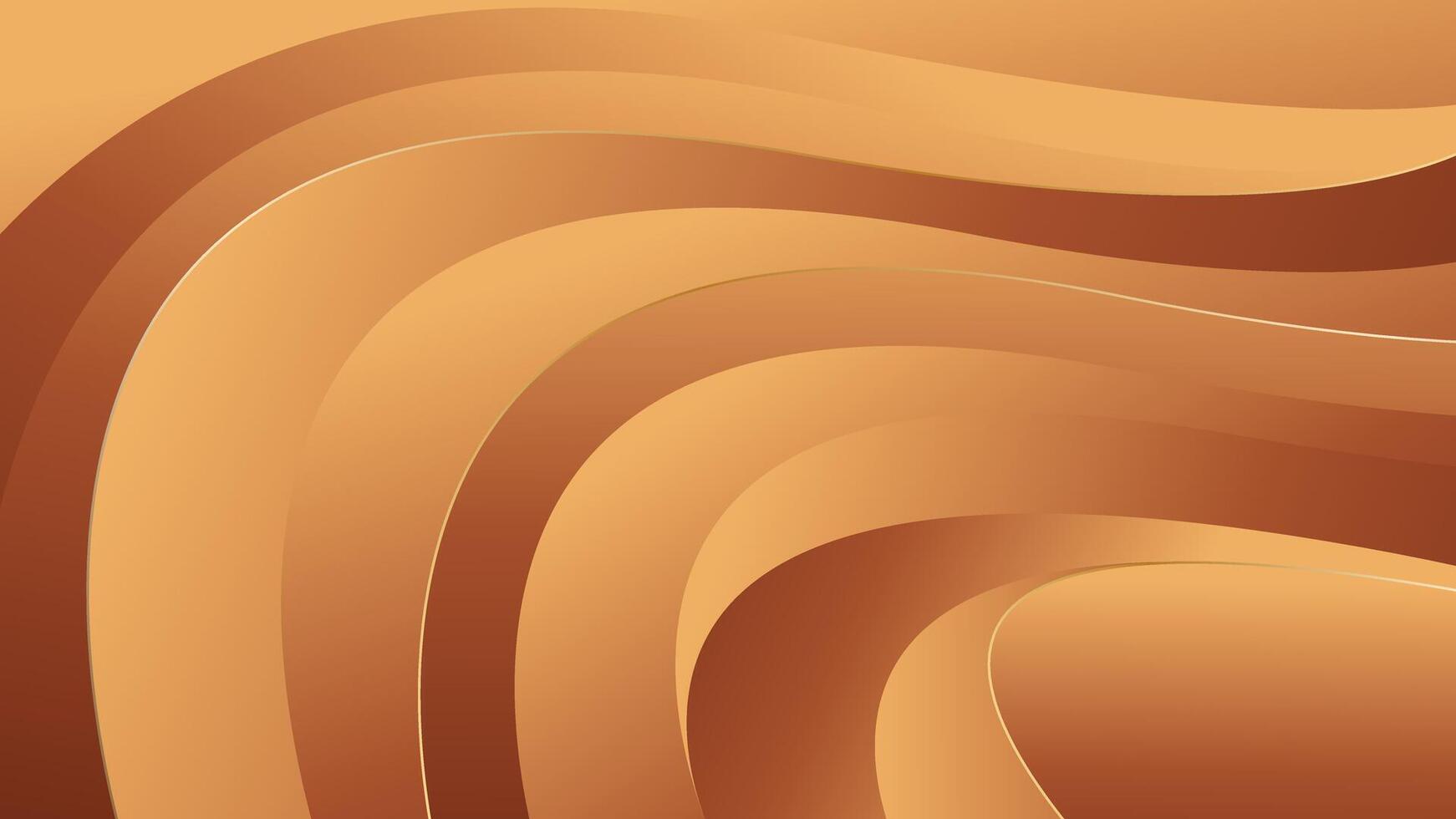 Abstract bronze luxury wave background with gold accents. Elegant metallic design vector