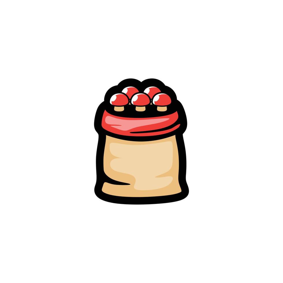 mushroom bag farm logo template vector