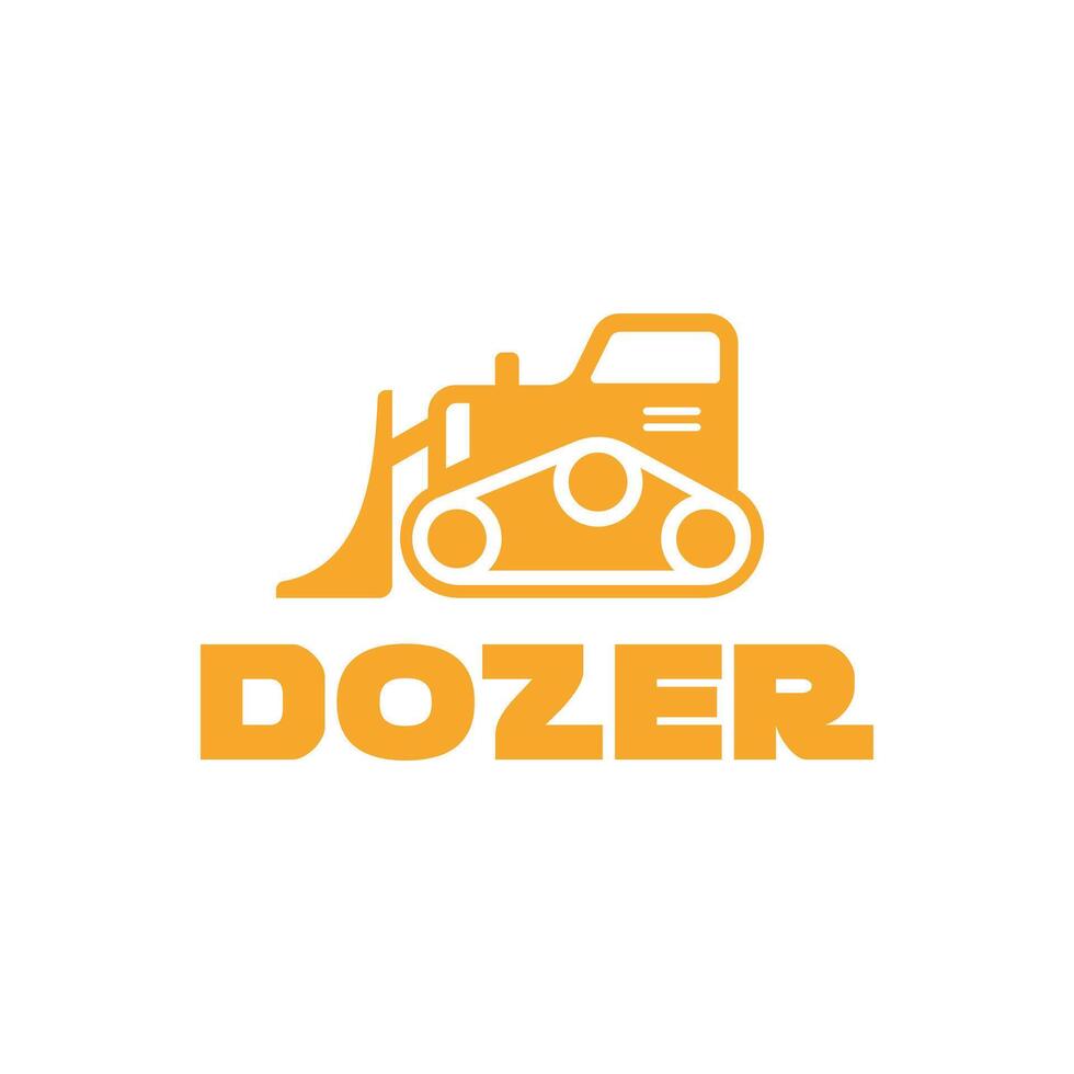 bulldozer, excavator icon, simple flat style, illustration, logo sign symbol pictogram template vector