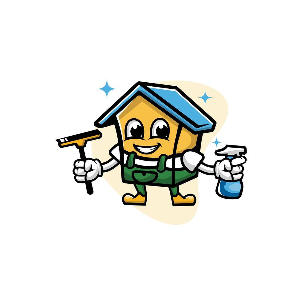mascot of house with cleaning property vector