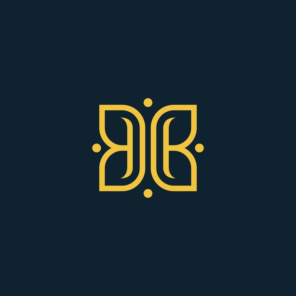 luxury mirror B leaf logo vector