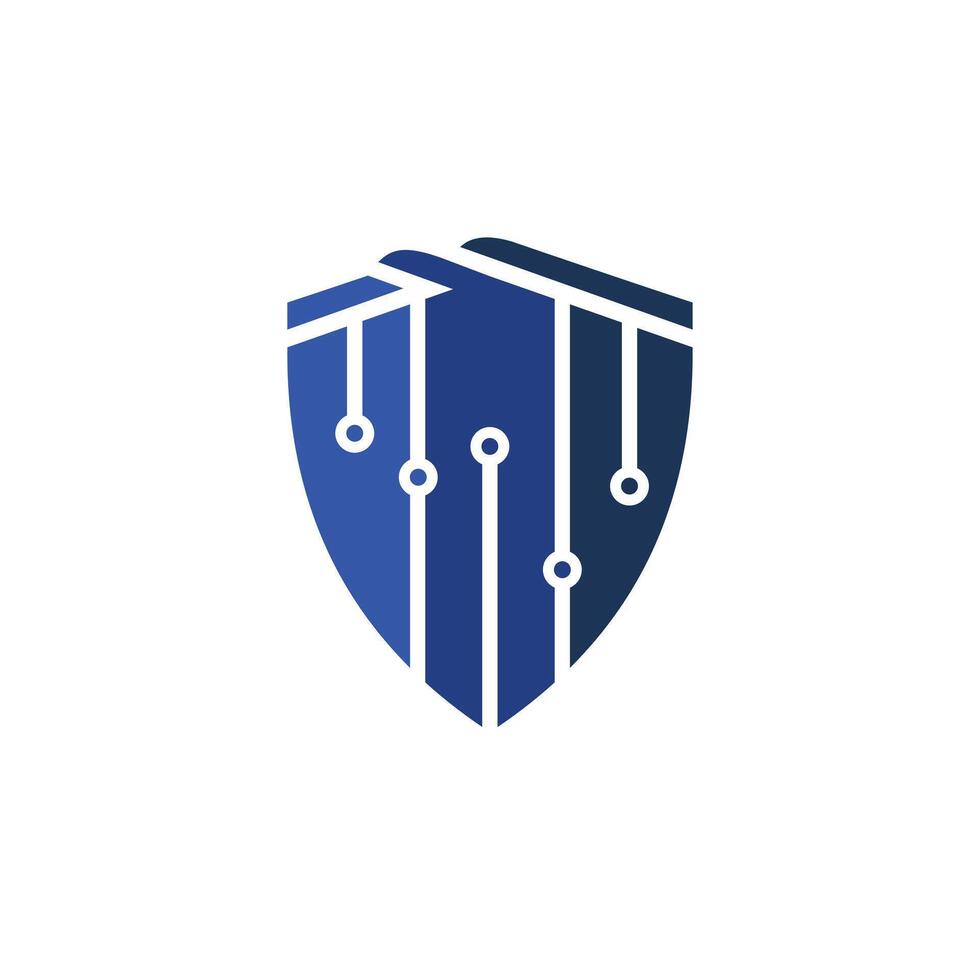 electric tech shield logo template vector