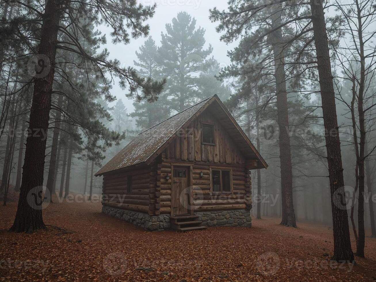 An old wooden cabin in the woods photo