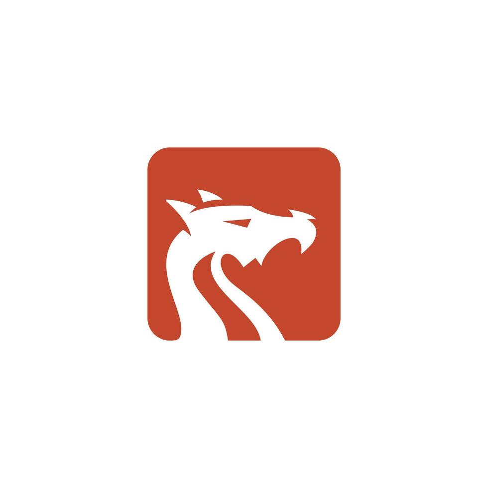 silhouette dragon in the square shape logo vector