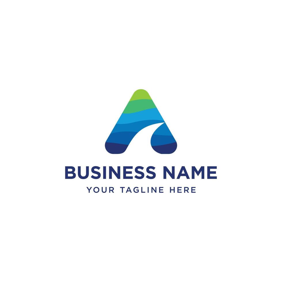 abstract letter A ocean wave logo vector