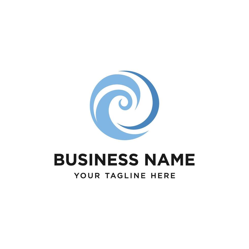 circle wave ocean logo design vector