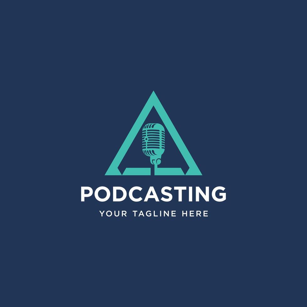 modern triangle podcast logo icon vector