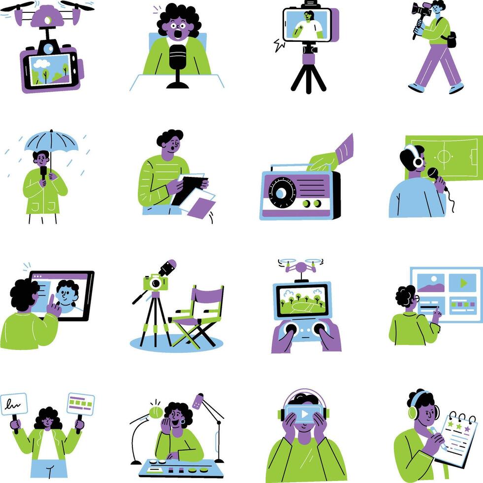 media production and content creation tools vector