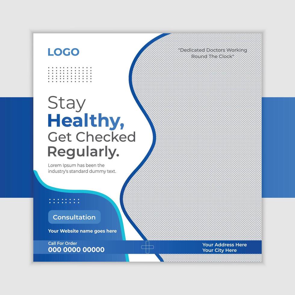 Stay Healthy, Get Checked Regularly Modern Medical Social Media Post Design Promoting Preventative Healthcare - Professional digital artwork with vibrant colors and detailed composition vector
