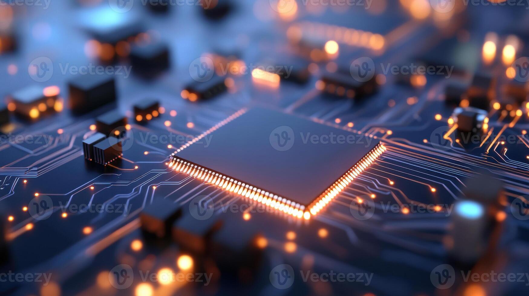 Circuit Board, Processor, Technology, Night photo