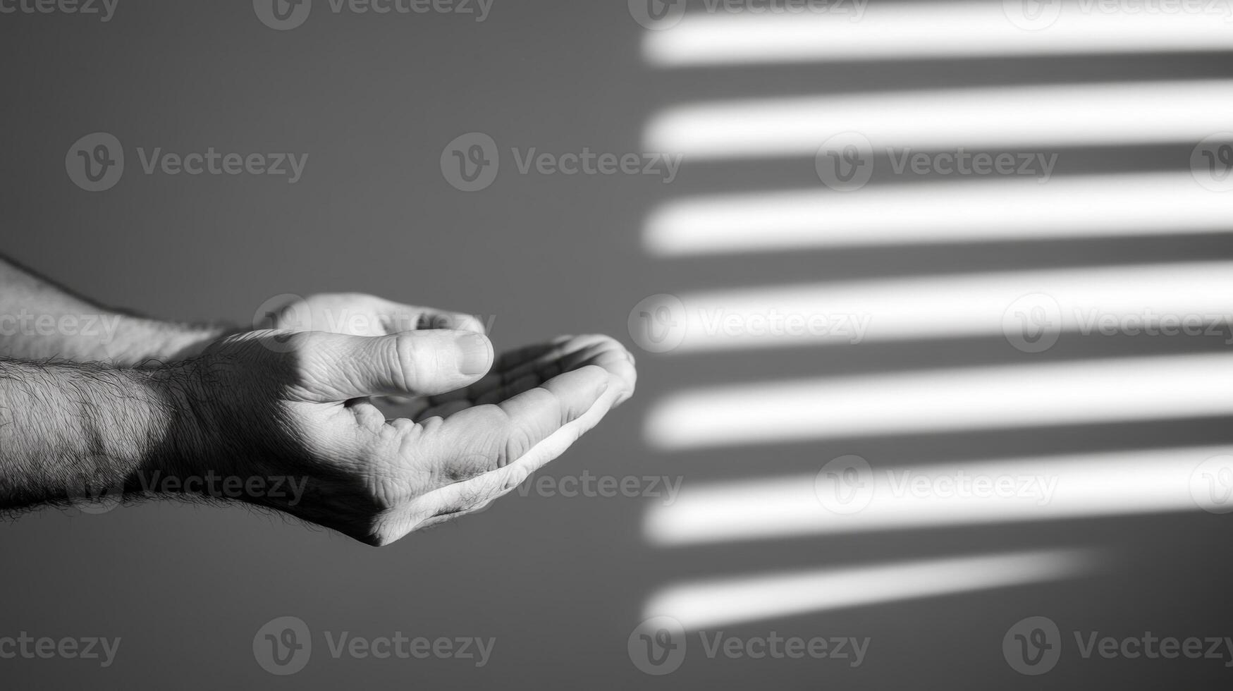 Hands cupped, sunlight, room photo