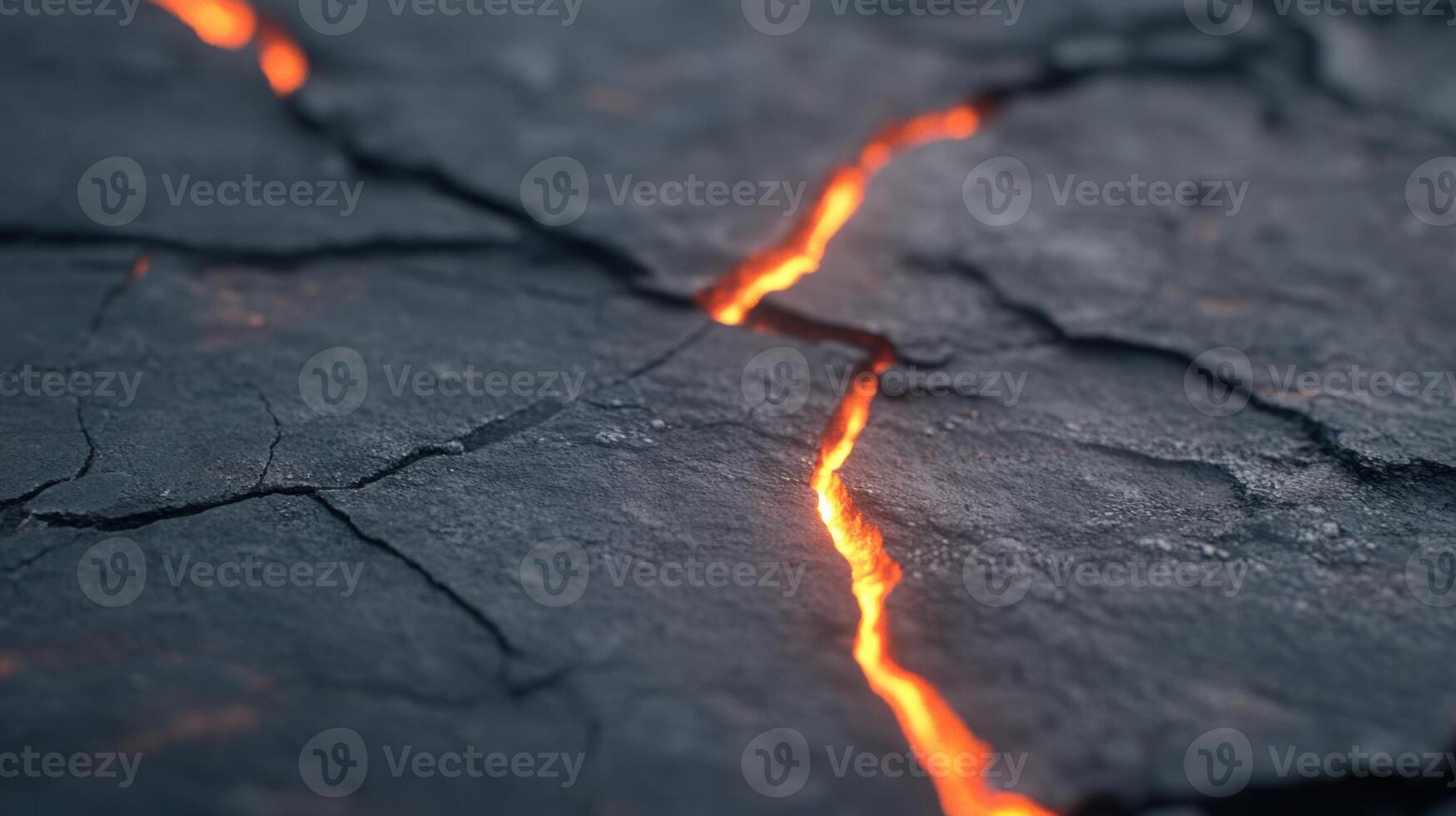 Molten Lava Flowing Through Cracks photo