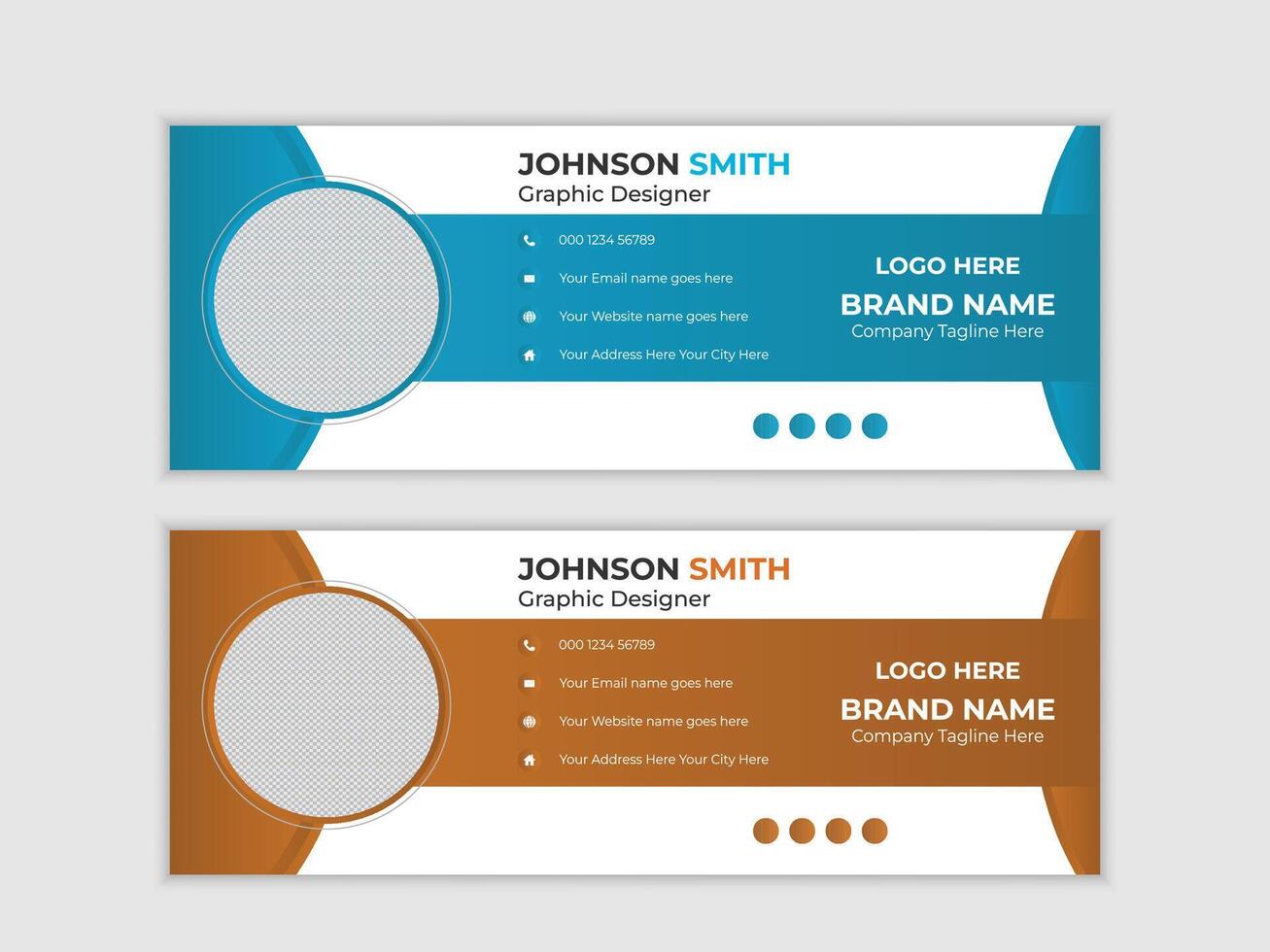 Professional and Modern Business Email Signature Templates in Blue and Brown for Graphic Designers - Professional digital artwork with vibrant colors and detailed composition vector