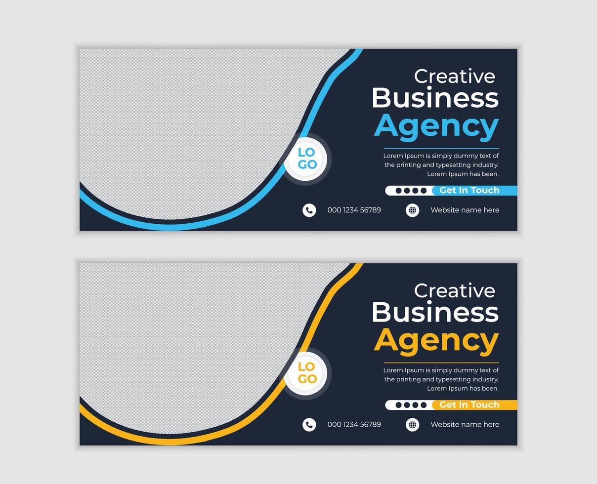 Sleek Modern Creative Business Agency Facebook Banner Templates with a Professional Mood - Professional digital artwork with vibrant colors and detailed composition vector