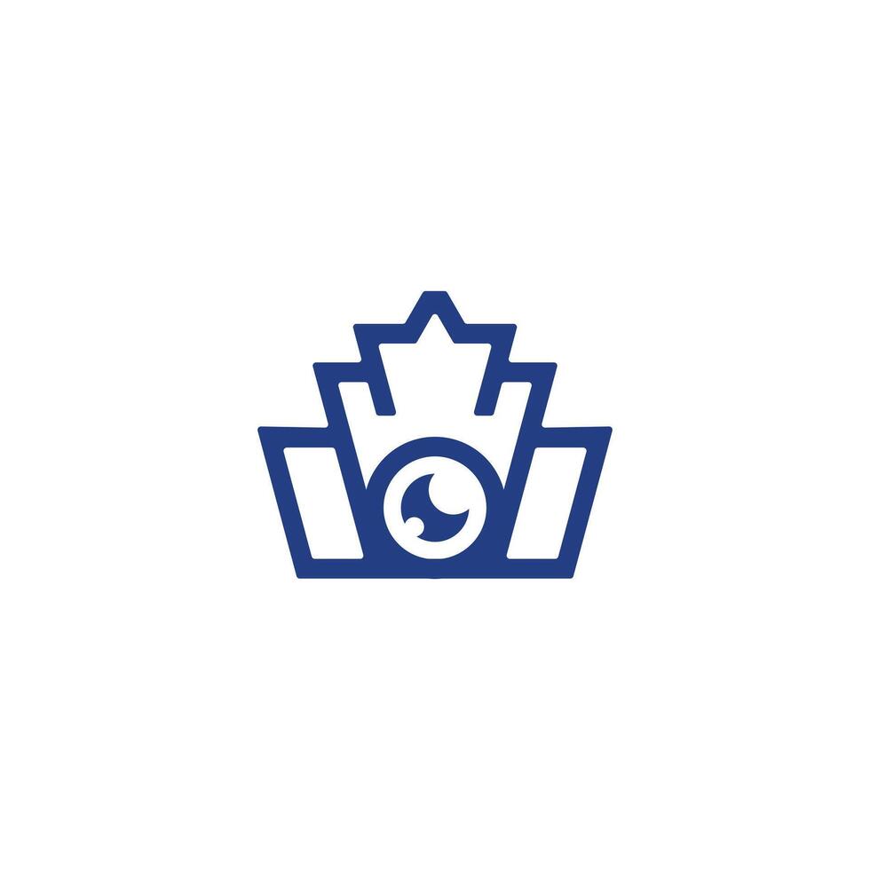 crown camera lens logo design vector