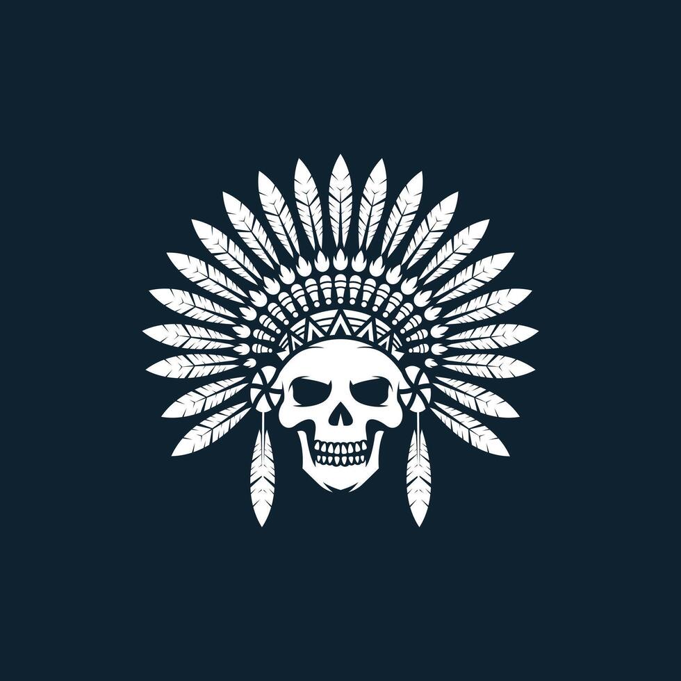 native skull apache design illustration vector