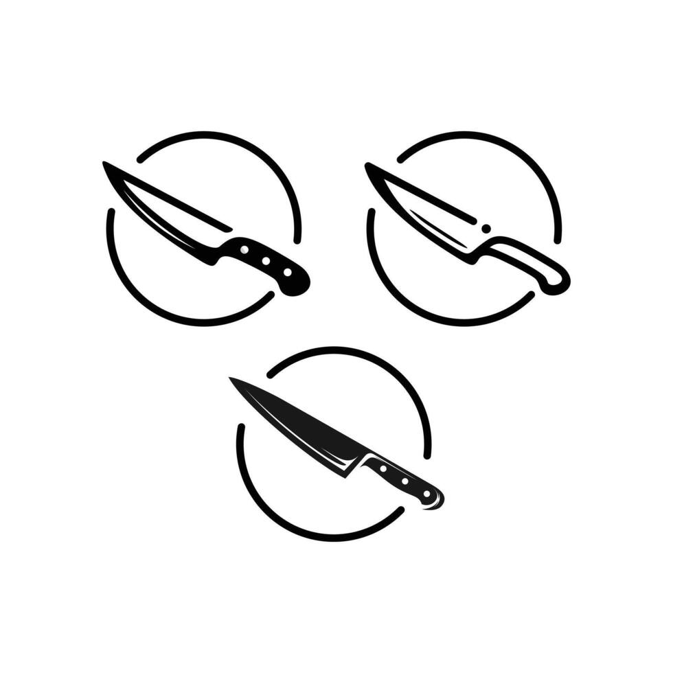 set of knife logo icon vector