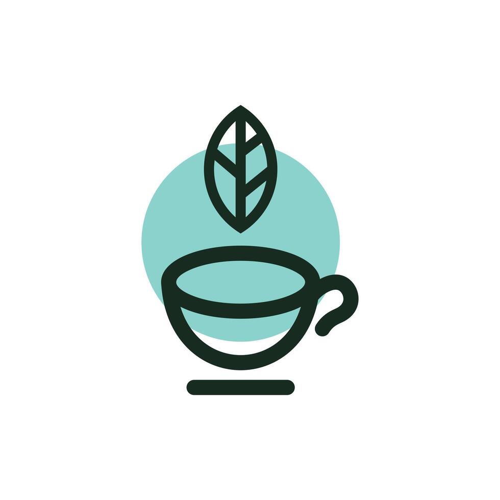 Tea cup line simple logo design vector