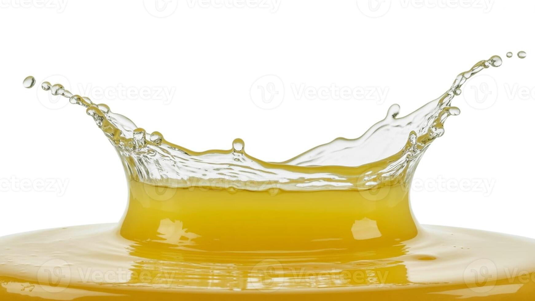 Close up shot of a splash of vibrant orange liquid against a stark white background scene photo