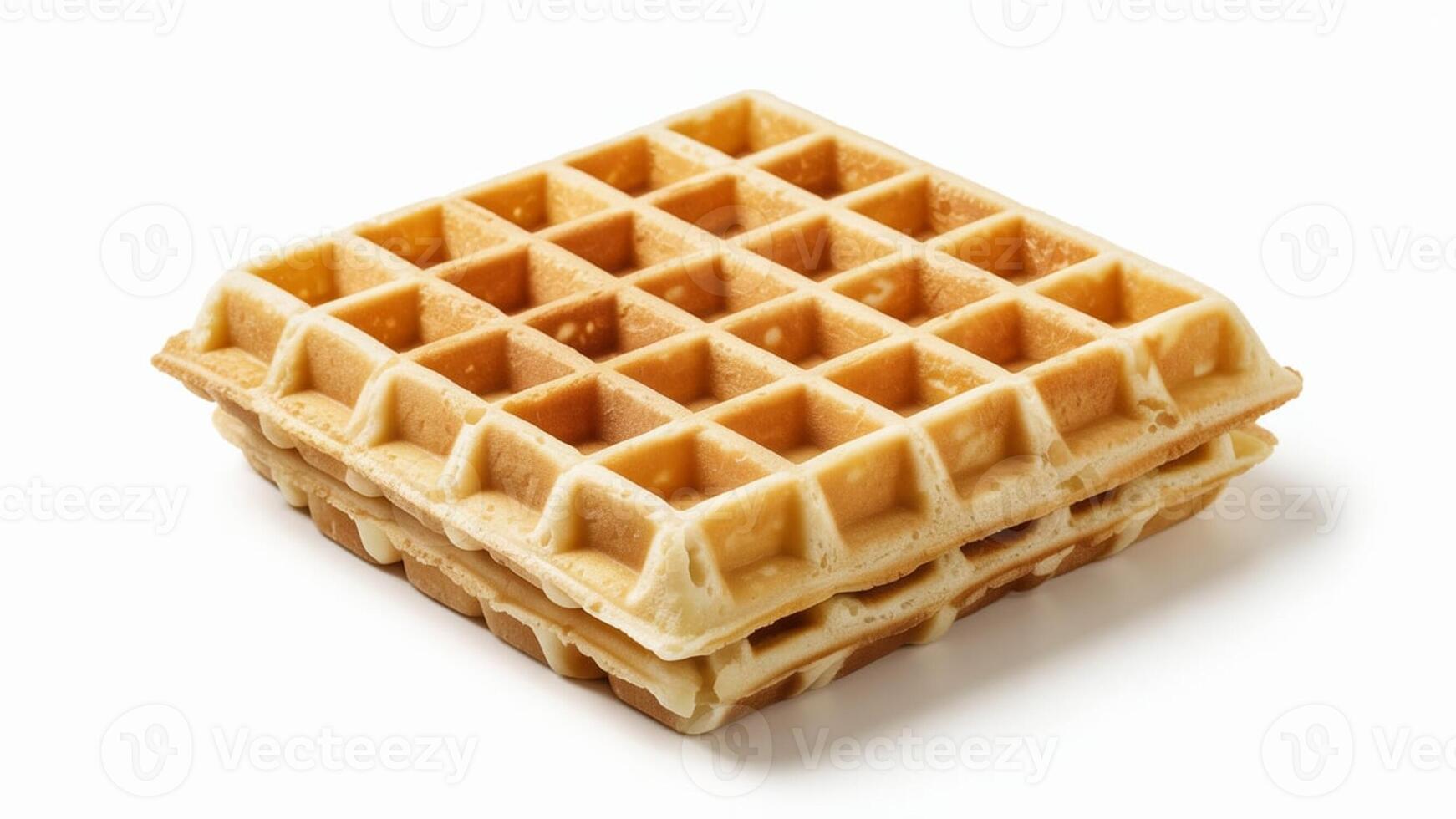 Close up shot of a stack of waffles on a white background in a studio setting photo