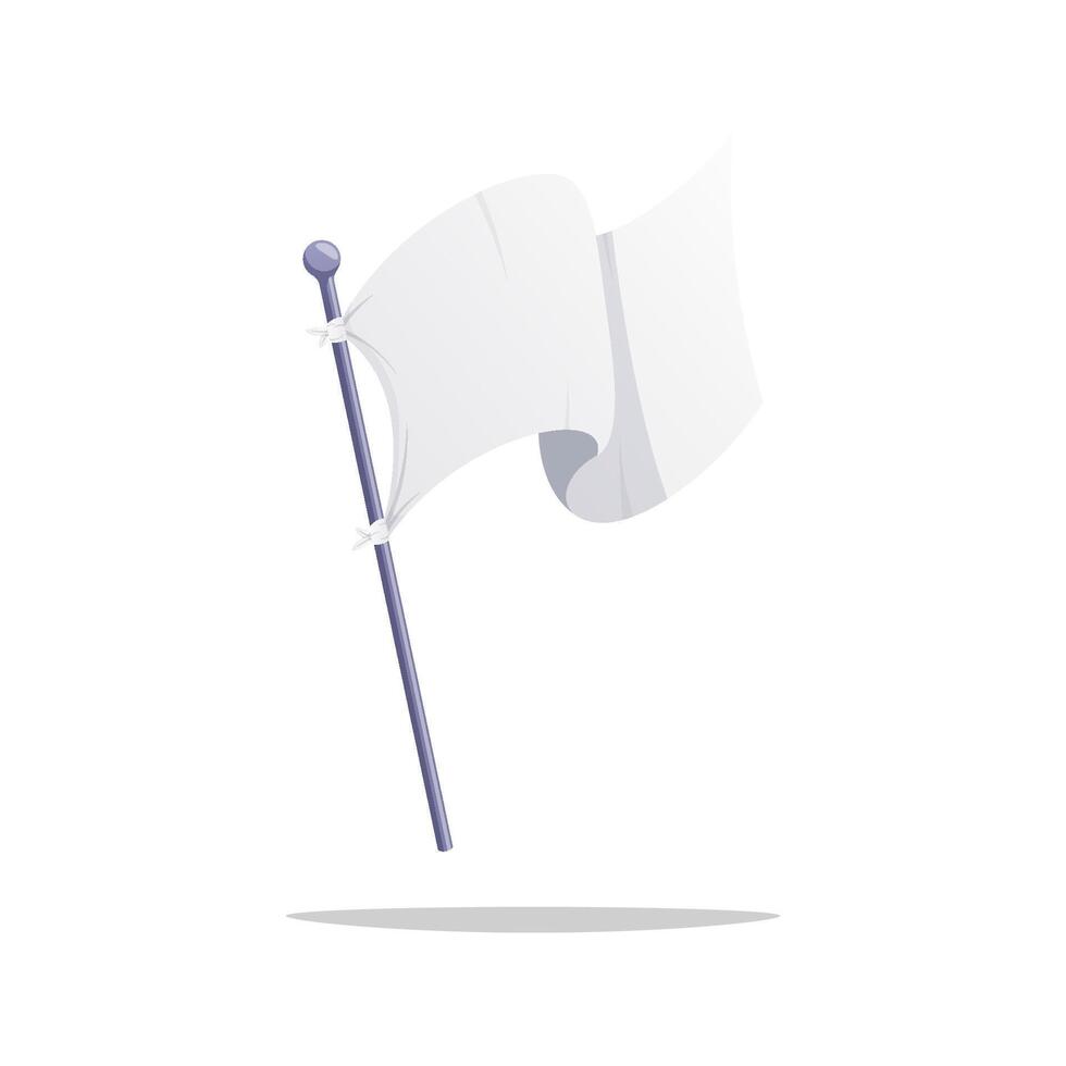 White flag waving in the wind isolated on white backrgound. vector