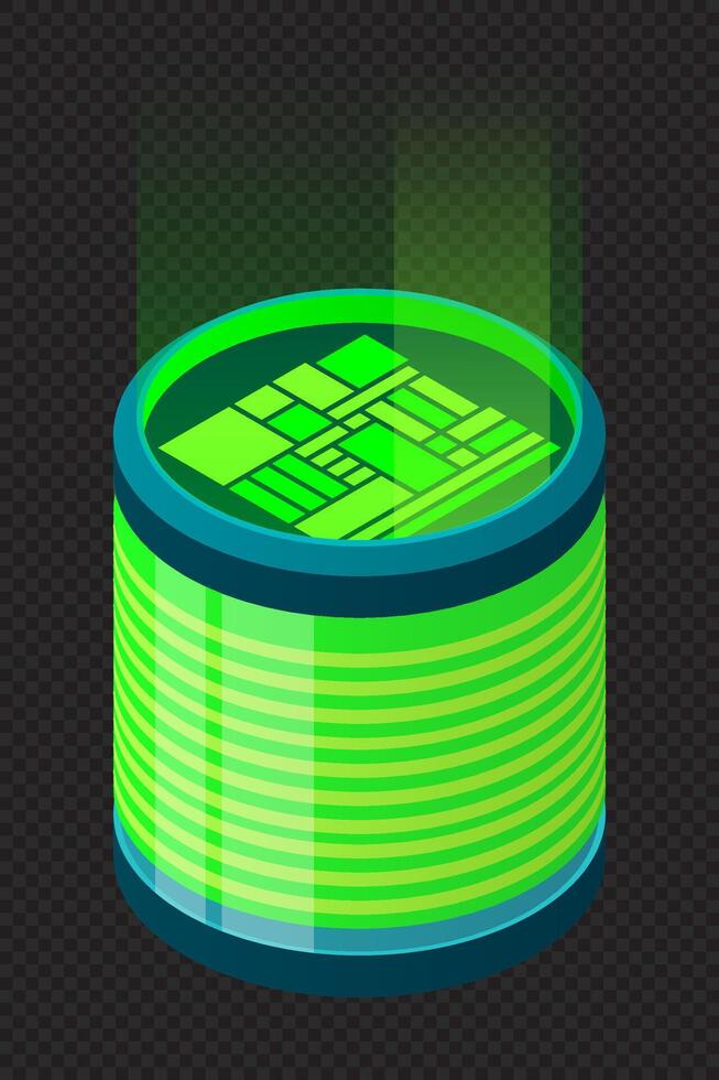 Isometric database. Futuristic server. Big data isometric. Cloud computing and file cloud storage. Isometric vector