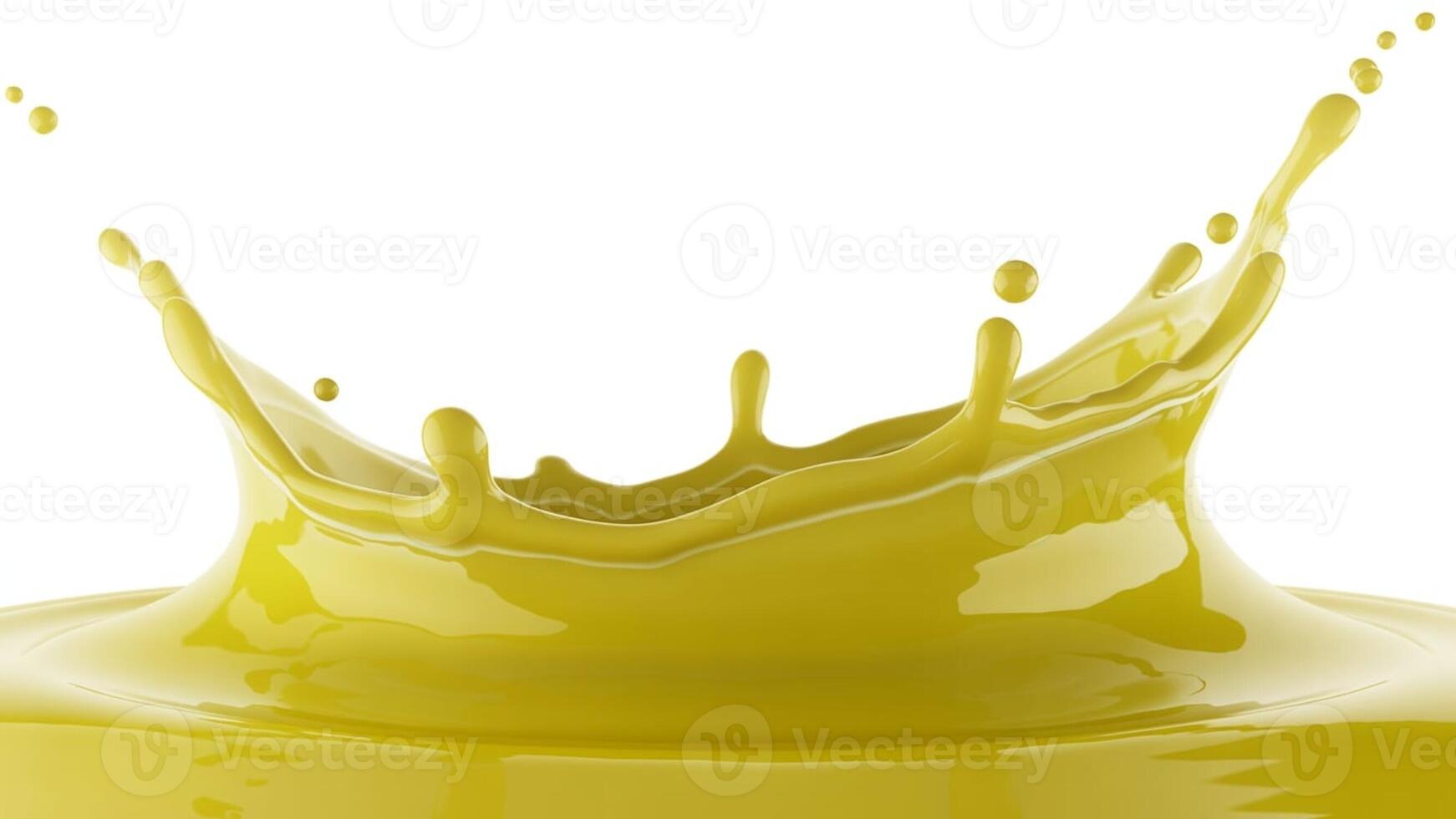 A vibrant yellow liquid splash creating a crown shape against a plain white background space photo