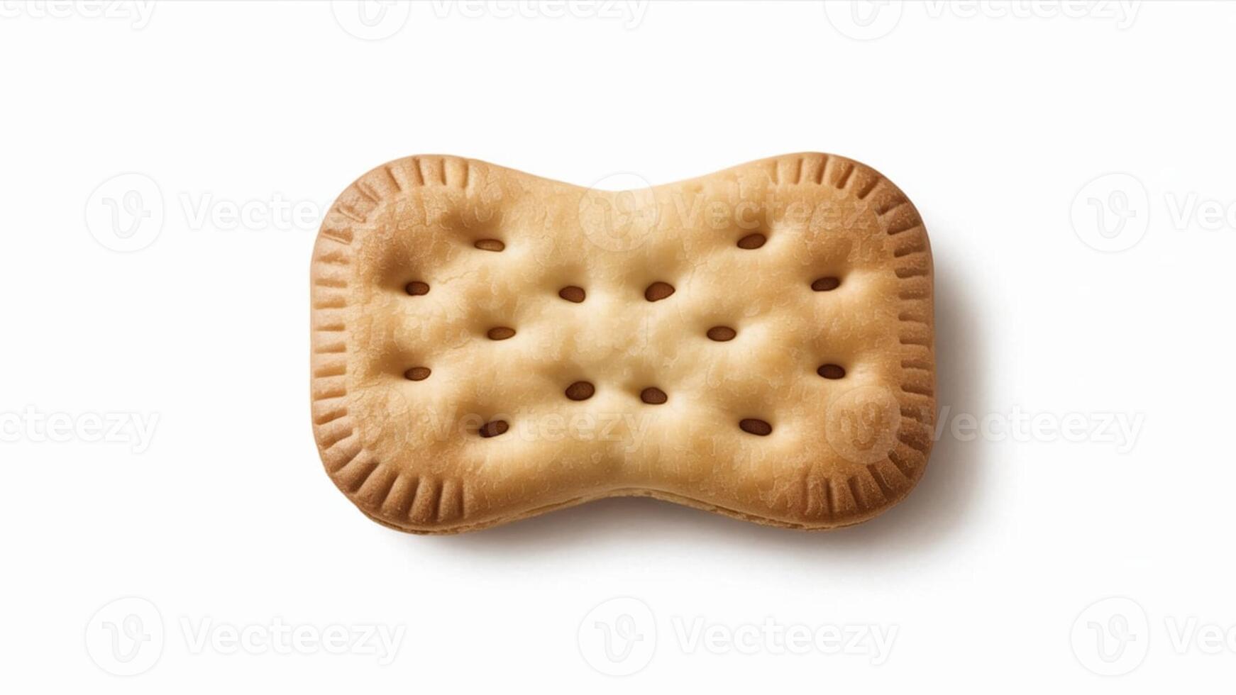 Isolated cracker with holes on a white background in a studio shot close up view photo