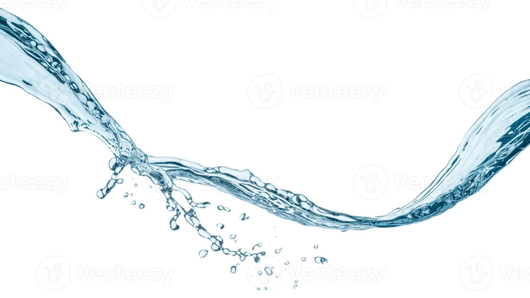 A clear image of water splashing with droplets on a plain white background view photo