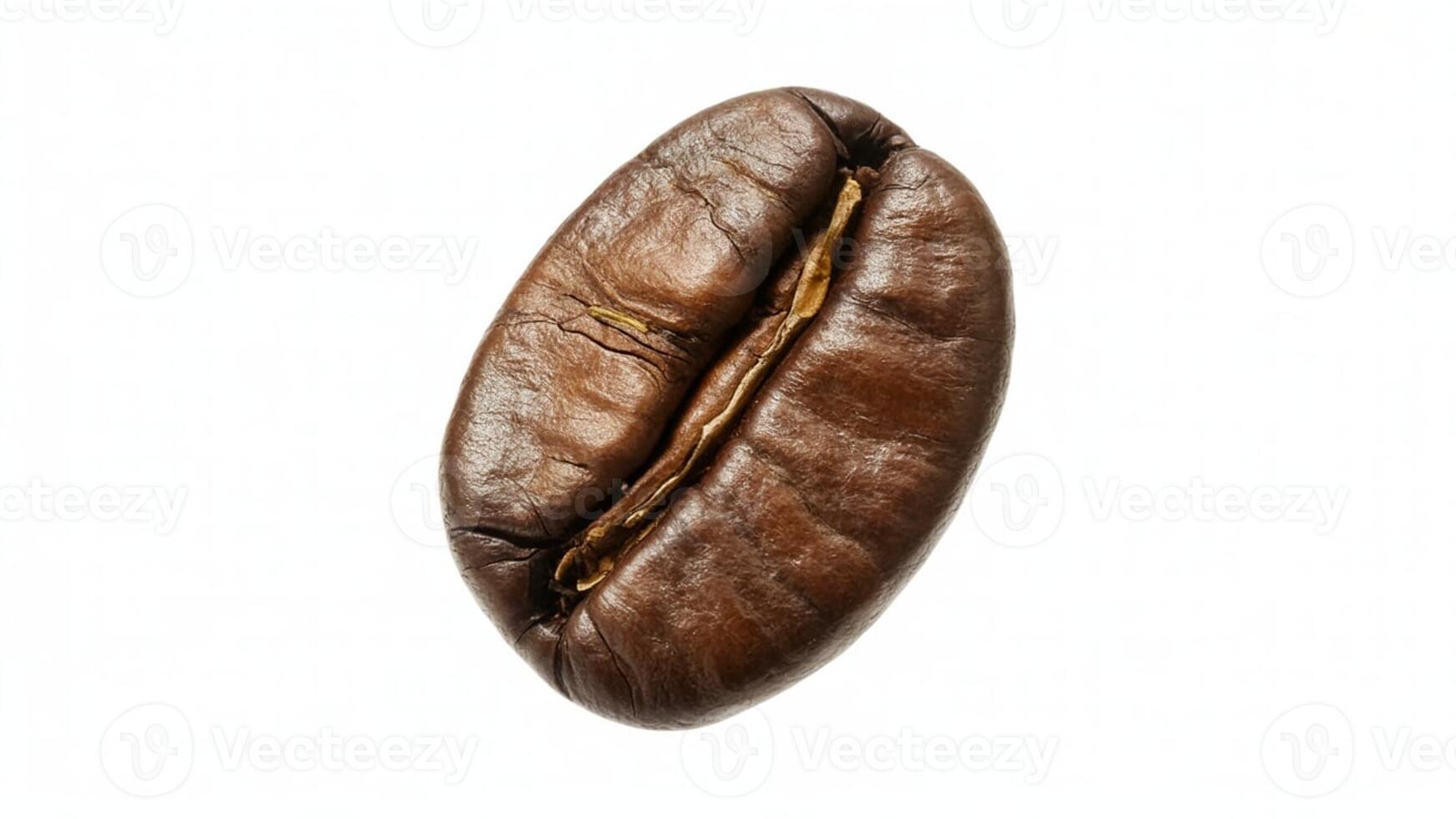 Close up shot of a single roasted coffee bean on a white background studio shot photo