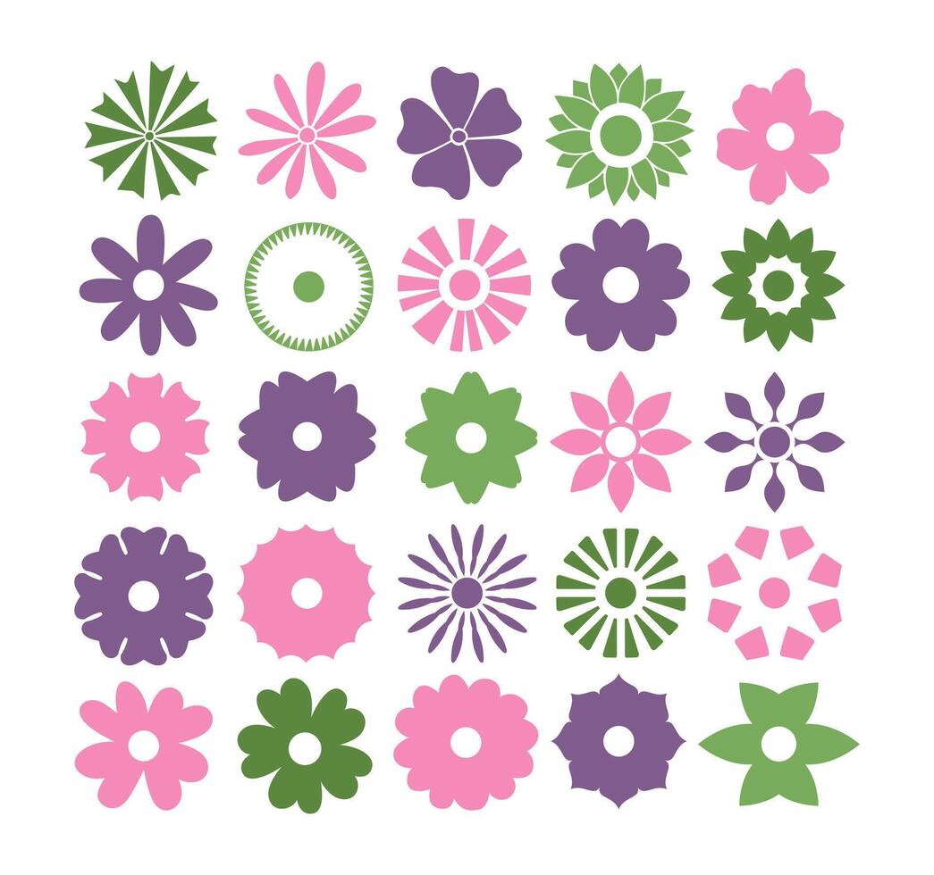 Collection of flower icons, Colorful flowers collection, Flower Icon set vector
