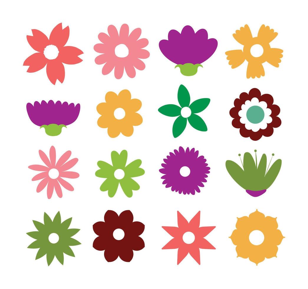 Flowers icon set, Colorful flowers collection, Flower Icon set vector
