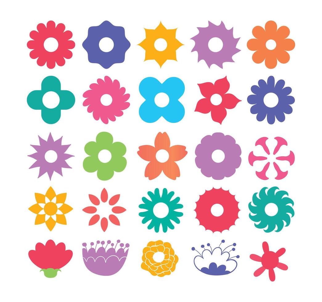 Collection of flowers, Colorful flowers collection, Flower Icon set vector