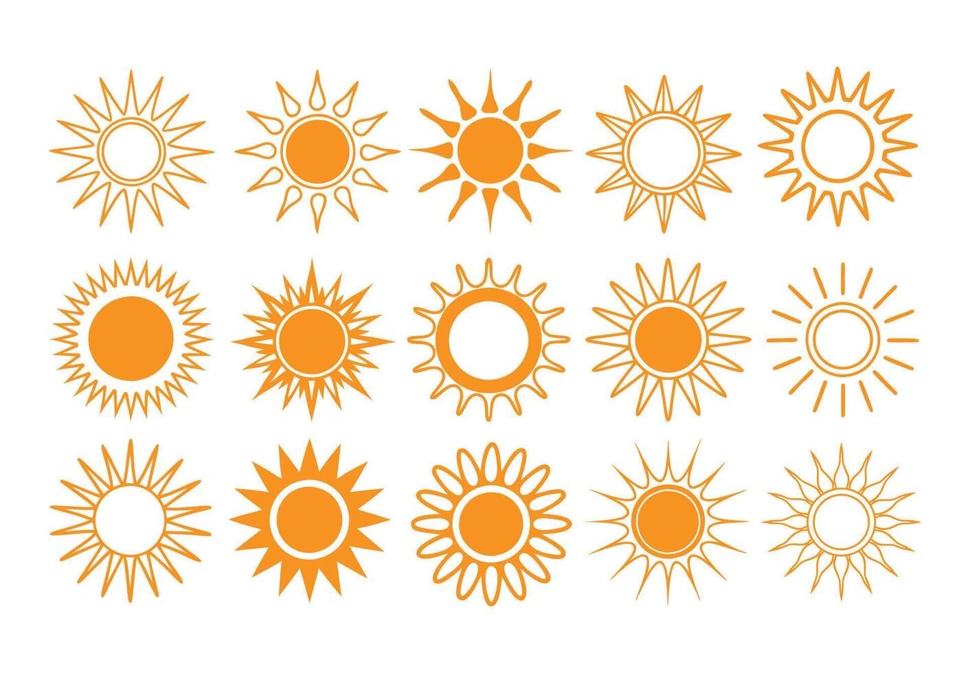 Set of sun icons. Sun icon set vector