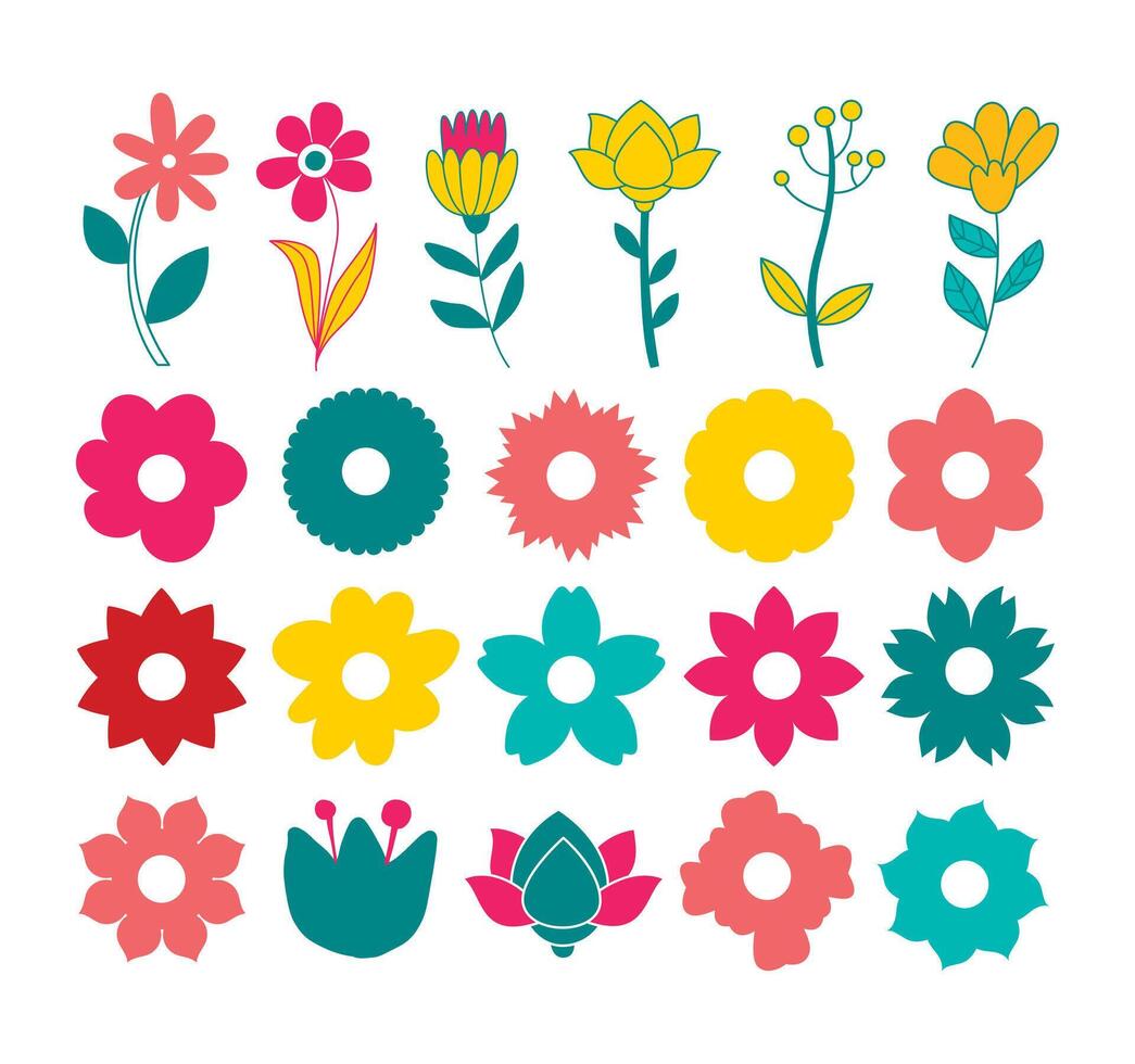 Collection of flowers icon, Colorful flowers collection, Flower Icon set vector